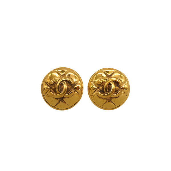 VINTAGE CHANEL EARRINGS COCOMARK MATELASSE ROUND ACCESSORY 90335016