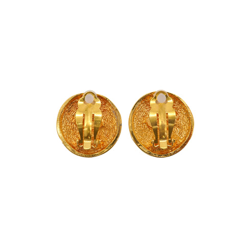 VINTAGE CHANEL EARRINGS COCOMARK MATELASSE ROUND ACCESSORY 90335016