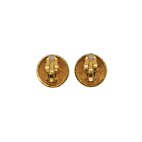 VINTAGE CHANEL EARRINGS COCOMARK MATELASSE ROUND GOLD ACCESSORY 90339143