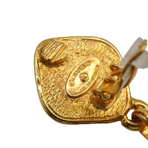 VINTAGE CHANEL EARRINGS COCOMARK MATELASSE SWING GOLD ACCESSORY 90337701