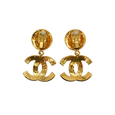 VINTAGE CHANEL EARRINGS COCOMARK MATELASSE SWING GOLD ACCESSORY 94P 90334233