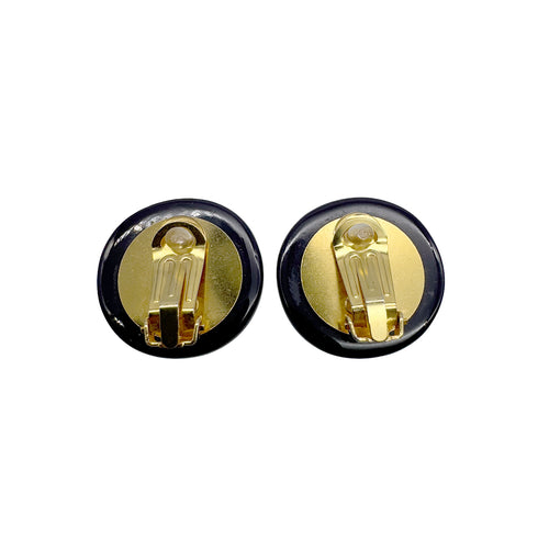 VINTAGE CHANEL EARRINGS COCOMARK NAVY BLACK ACCESSORY 95A 90328942