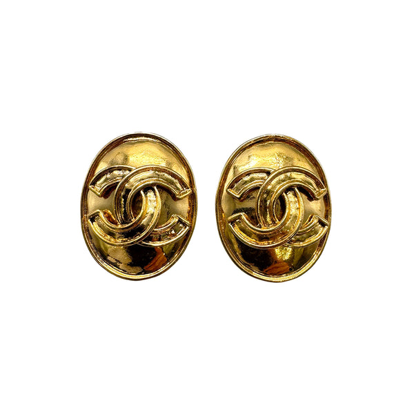 VINTAGE CHANEL EARRINGS COCOMARK OVAL ACCESSORY 94P 90326861