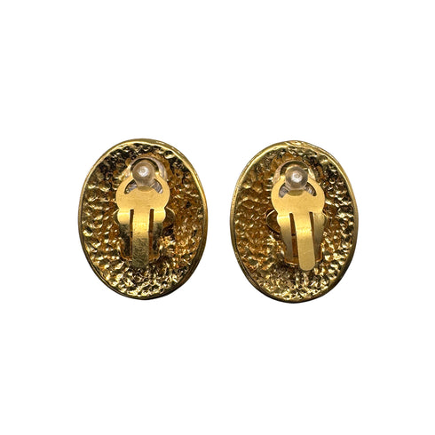 VINTAGE CHANEL EARRINGS COCOMARK OVAL ACCESSORY 94P 90326861