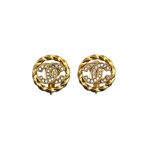 VINTAGE CHANEL EARRINGS COCOMARK RHINESTONE ACCESSORY 90325359