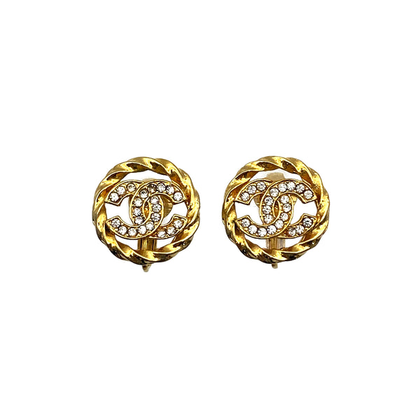 VINTAGE CHANEL EARRINGS COCOMARK RHINESTONE ACCESSORY 90325359