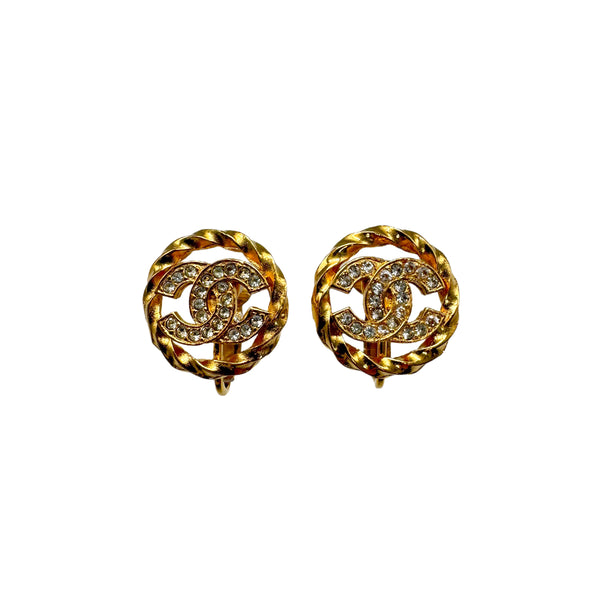 VINTAGE CHANEL EARRINGS COCOMARK RHINESTONE ACCESSORY 90326637
