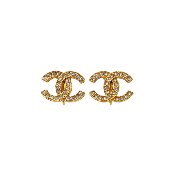 VINTAGE CHANEL EARRINGS COCOMARK RHINESTONE ACCESSORY 90326869