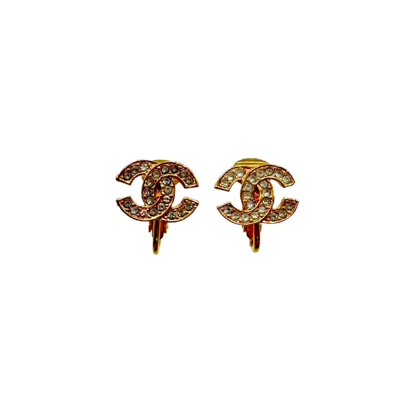 VINTAGE CHANEL EARRINGS COCOMARK RHINESTONE ACCESSORY 90327113