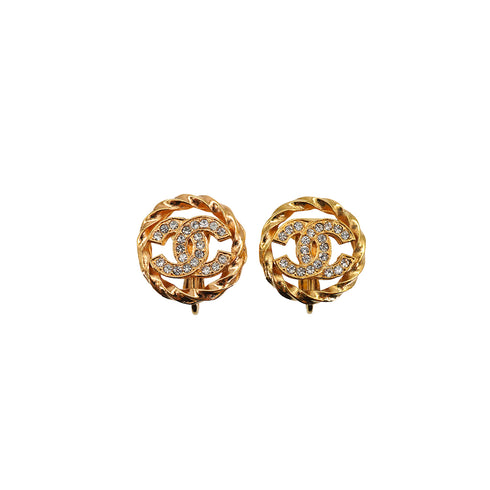 VINTAGE CHANEL EARRINGS COCOMARK RHINESTONE ACCESSORY 90335727