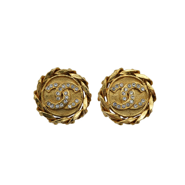 VINTAGE CHANEL EARRINGS COCOMARK RHINESTONE CHAIN ACCESSORY 23 90335322