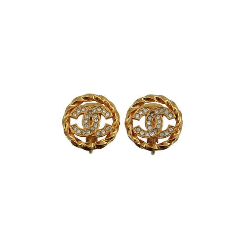 VINTAGE CHANEL EARRINGS COCOMARK RHINESTONE CHAIN ACCESSORY 90335321