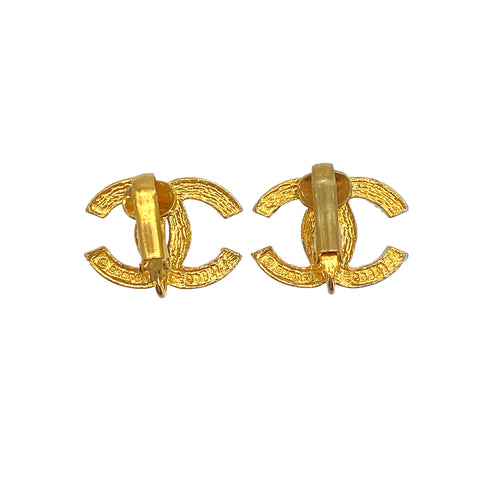 VINTAGE CHANEL EARRINGS COCOMARK RHINESTONE GOLD ACCESSORY 90322026