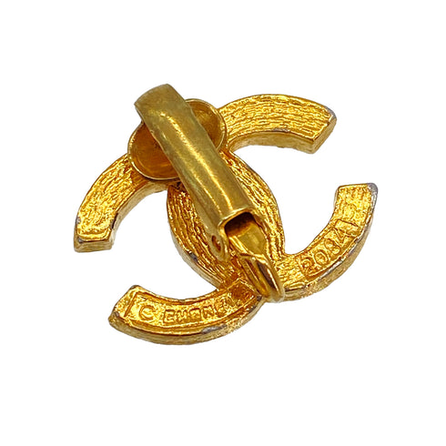 VINTAGE CHANEL EARRINGS COCOMARK RHINESTONE GOLD ACCESSORY 90322026
