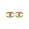 VINTAGE CHANEL EARRINGS COCOMARK RHINESTONE GOLD ACCESSORY 90323112