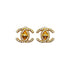VINTAGE CHANEL EARRINGS TURN LOCK COCOMARK RHINESTONE GOLD ACCESSORY 96A 90323110