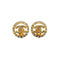 VINTAGE CHANEL EARRINGS COCOMARK RHINESTONE ROUND GOLD ACCESSORY 90335740