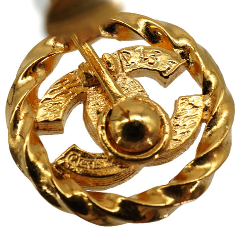 VINTAGE CHANEL EARRINGS COCOMARK RHINESTONE ROUND GOLD ACCESSORY 90337682