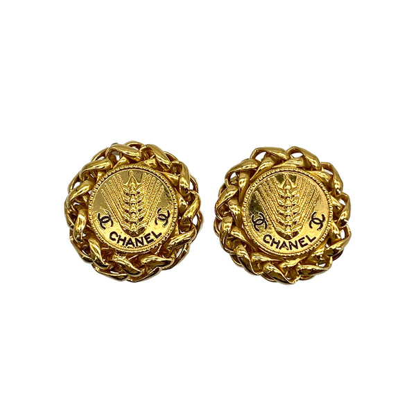 VINTAGE CHANEL EARRINGS COCOMARK ROUND ACCESSORY 23 90327998