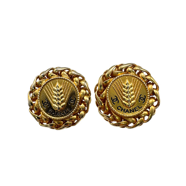 VINTAGE CHANEL EARRINGS COCOMARK ROUND ACCESSORY 25 90326628