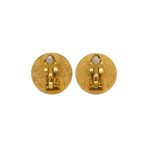 VINTAGE CHANEL EARRINGS COIN MOTIF ROUND ACCESSORY 95A 90334879