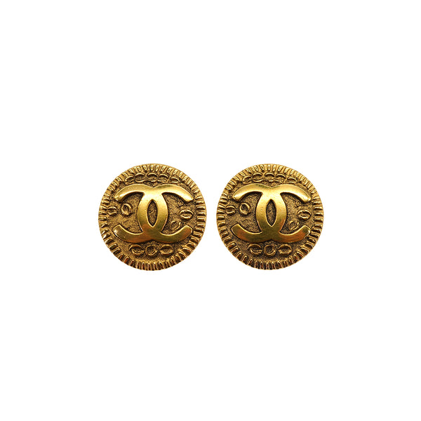 VINTAGE CHANEL EARRINGS COCOMARK ROUND ACCESSORY 97P 90328681