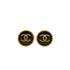 VINTAGE CHANEL EARRINGS COCOMARK ROUND BLACK GOLD ACCESSORY 95A 90345096