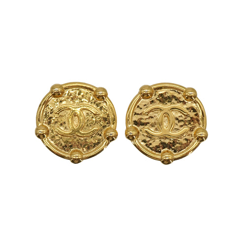 VINTAGE CHANEL EARRINGS COCOMARK ROUND GOLD ACCESSORY 26 90337686