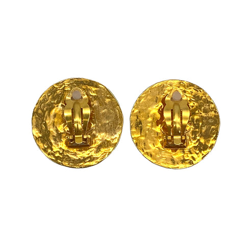 VINTAGE CHANEL EARRINGS COCOMARK ROUND GOLD ACCESSORY 28 90327894