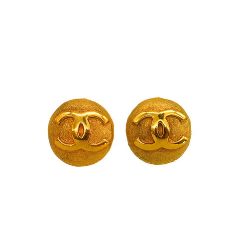VINTAGE CHANEL EARRINGS COCOMARK ROUND GOLD ACCESSORY 29 90347805