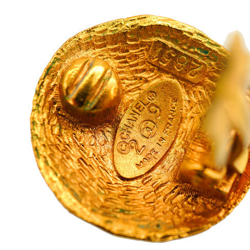 VINTAGE CHANEL EARRINGS COCOMARK ROUND GOLD ACCESSORY 29 90347805