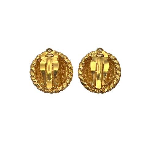 VINTAGE CHANEL EARRINGS COCOMARK ROUND GOLD ACCESSORY 90321023