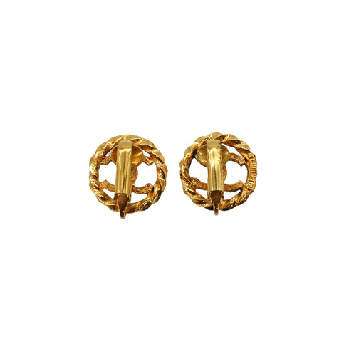 VINTAGE CHANEL EARRINGS COCOMARK ROUND GOLD ACCESSORY 90335009