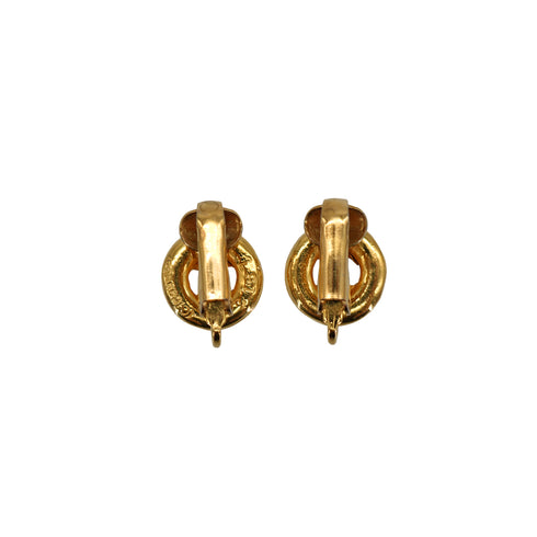 VINTAGE CHANEL EARRINGS COCOMARK ROUND GOLD ACCESSORY 90335624