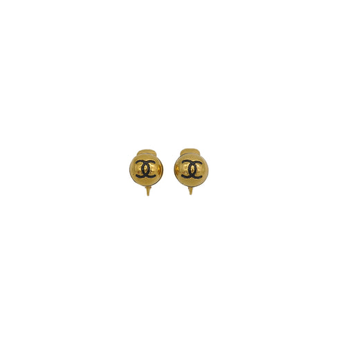 VINTAGE CHANEL EARRINGS COCOMARK ROUND GOLD ACCESSORY 90350549