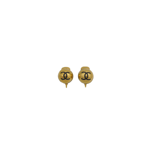 VINTAGE CHANEL EARRINGS COCOMARK ROUND GOLD ACCESSORY 90350549