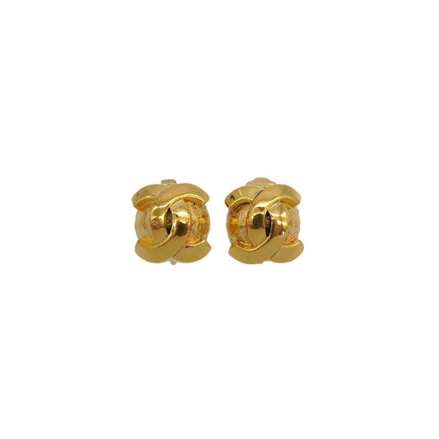 VINTAGE CHANEL EARRINGS COCOMARK ROUND GOLD ACCESSORY 90350569