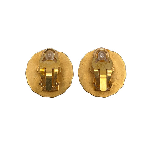 VINTAGE CHANEL EARRINGS COCOMARK ROUND GOLD ACCESSORY 93A 90327597