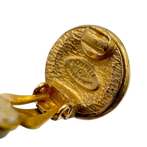 VINTAGE CHANEL EARRINGS COCOMARK ROUND GOLD ACCESSORY 93P 90322535