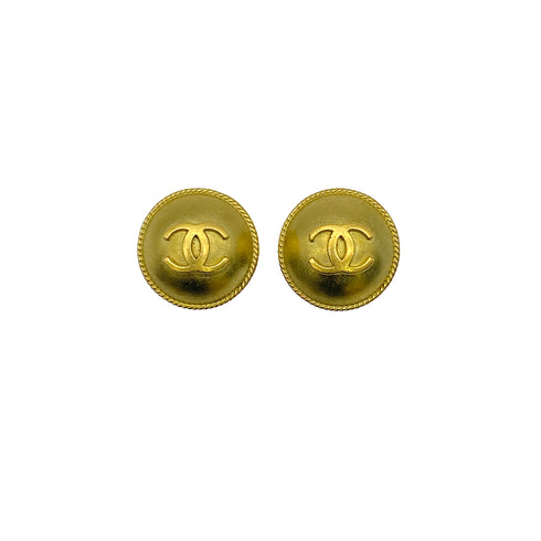 VINTAGE CHANEL EARRINGS COCOMARK ROUND GOLD ACCESSORY 94A 90319681