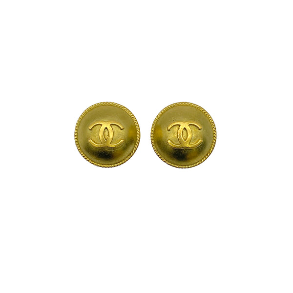 VINTAGE CHANEL EARRINGS COCOMARK ROUND GOLD ACCESSORY 94A 90319681