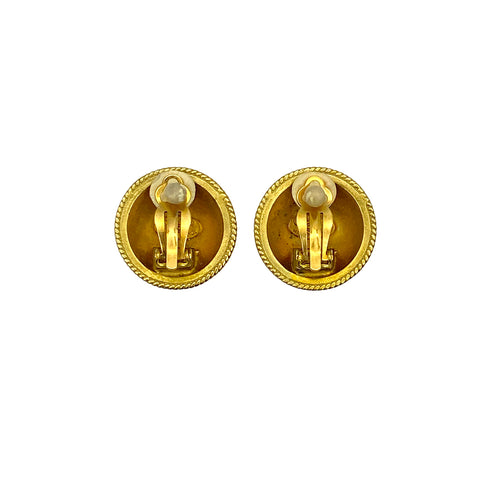 VINTAGE CHANEL EARRINGS COCOMARK ROUND GOLD ACCESSORY 94A 90319681