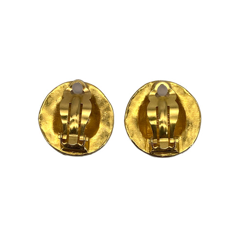 VINTAGE CHANEL EARRINGS COCOMARK ROUND GOLD ACCESSORY 94A 90323987