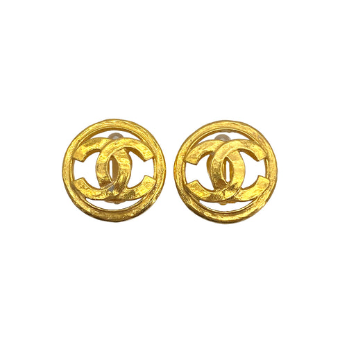 VINTAGE CHANEL EARRINGS COCOMARK ROUND GOLD ACCESSORY 94P 90328007