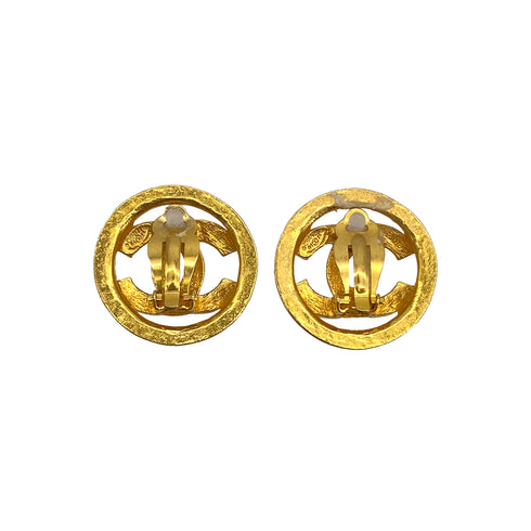 VINTAGE CHANEL EARRINGS COCOMARK ROUND GOLD ACCESSORY 94P 90328007