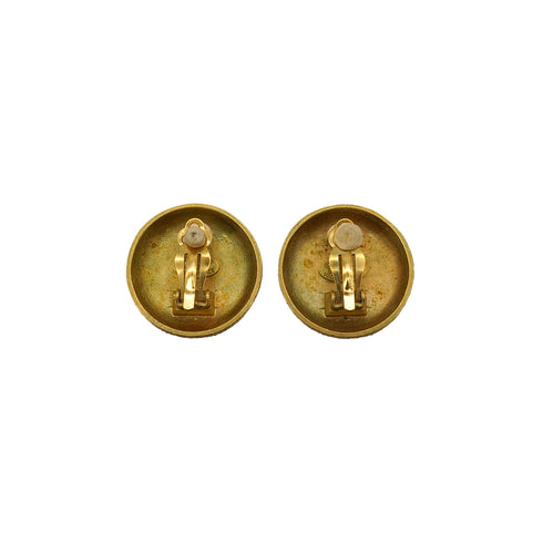 VINTAGE CHANEL EARRINGS COCOMARK ROUND GOLD ACCESSORY 94P 90338260