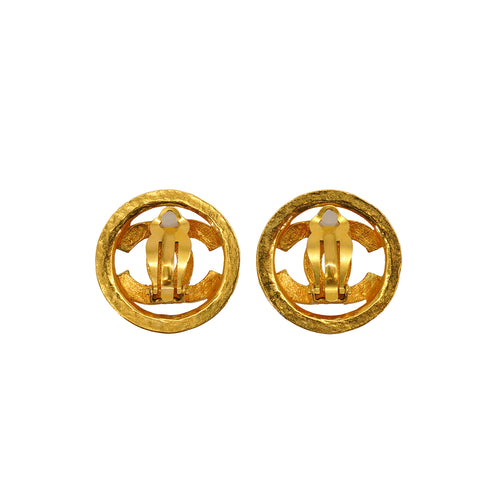 VINTAGE CHANEL ROUND EARRINGS COCOMARK GOLD ACCESSORY 94P 90345093