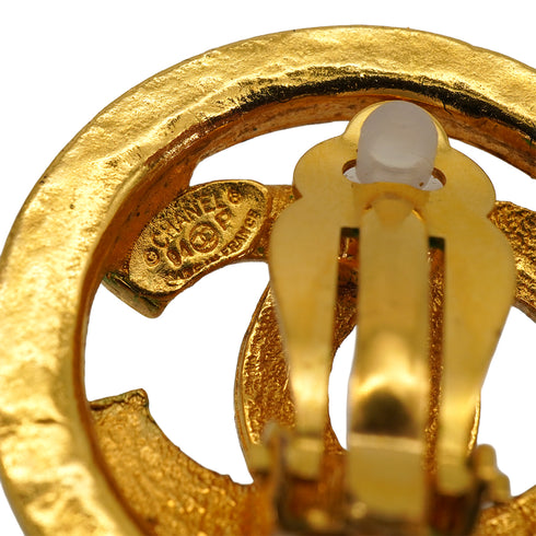 VINTAGE CHANEL ROUND EARRINGS COCOMARK GOLD ACCESSORY 94P 90345093