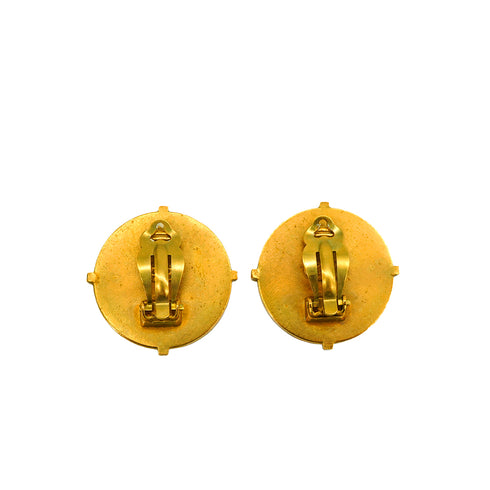 VINTAGE CHANEL EARRINGS COCOMARK ROUND GOLD ACCESSORY 94P 90347798