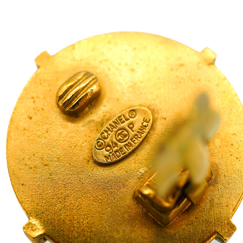 VINTAGE CHANEL EARRINGS COCOMARK ROUND GOLD ACCESSORY 94P 90347798